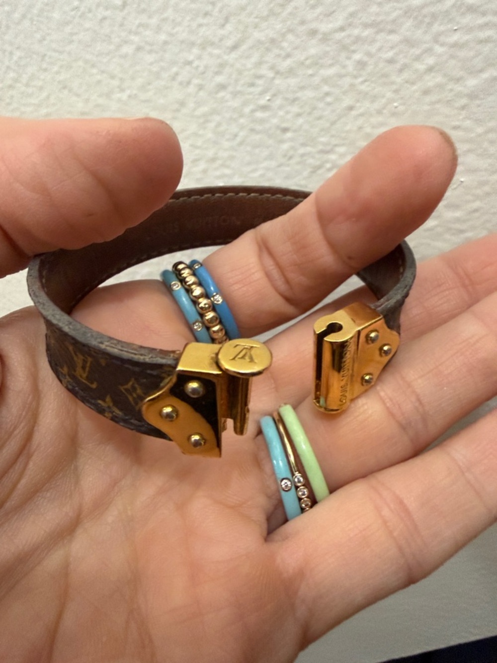 Louis Vuitton Brown Monogram Leather Bracelet with Gold Hardware - Picture 5 of 10